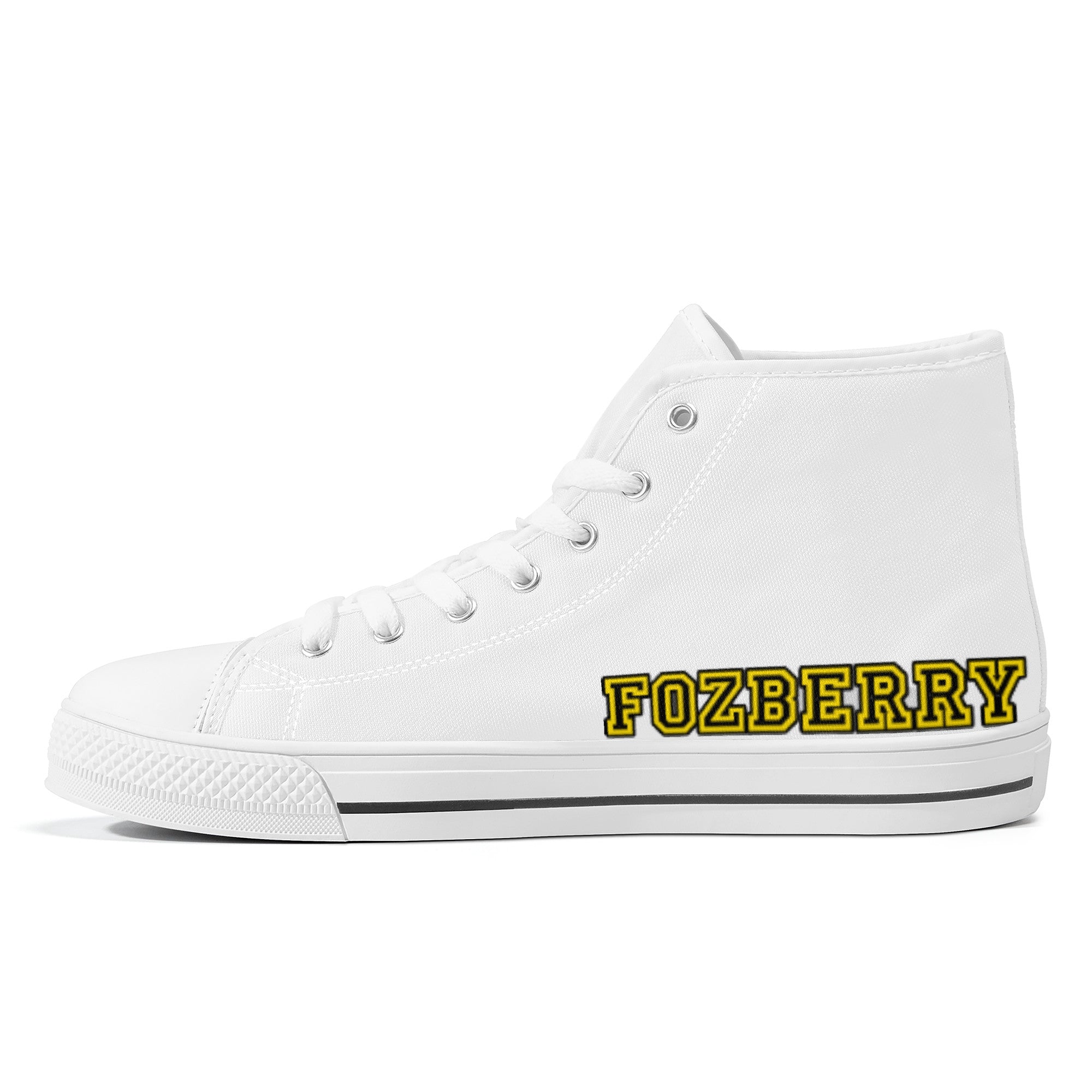 Fozberry Men and Women White with Yellow and Black Sneakers