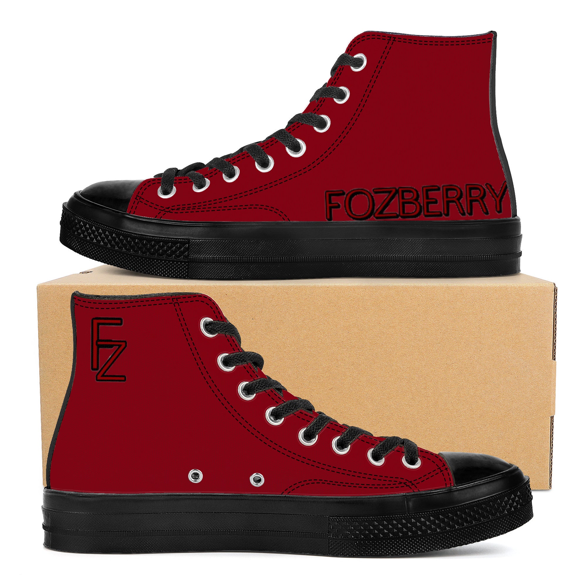 Fozberry Women Red with Fiery Red and Black High-Top Sneakers