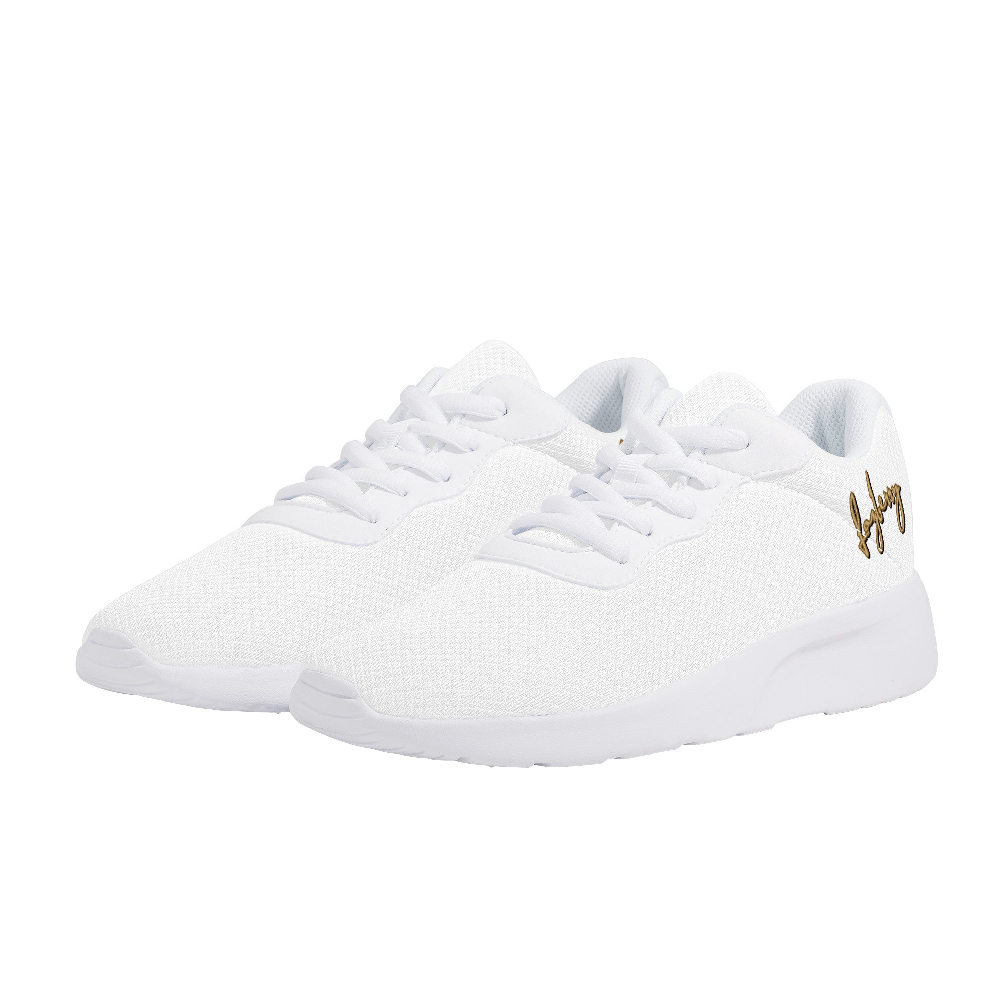 Fozberry Men and Women White Signature with Brown and White Sneakers