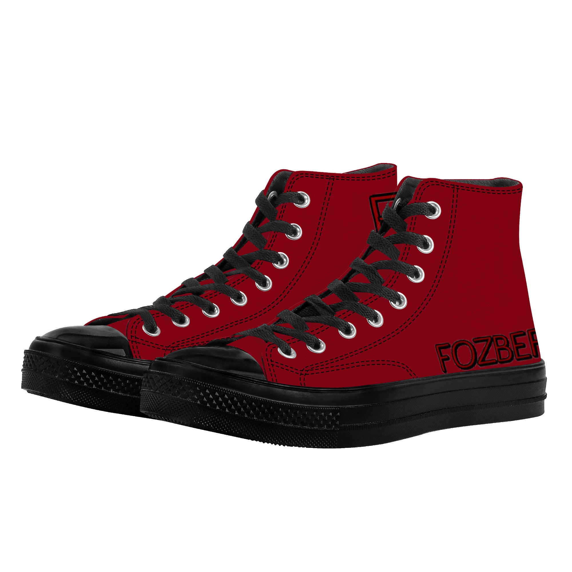 Fozberry Women Red with Fiery Red and Black High-Top Sneakers
