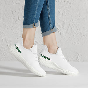 Fozberry Men and Women White with Green and White Mesh Sneakers