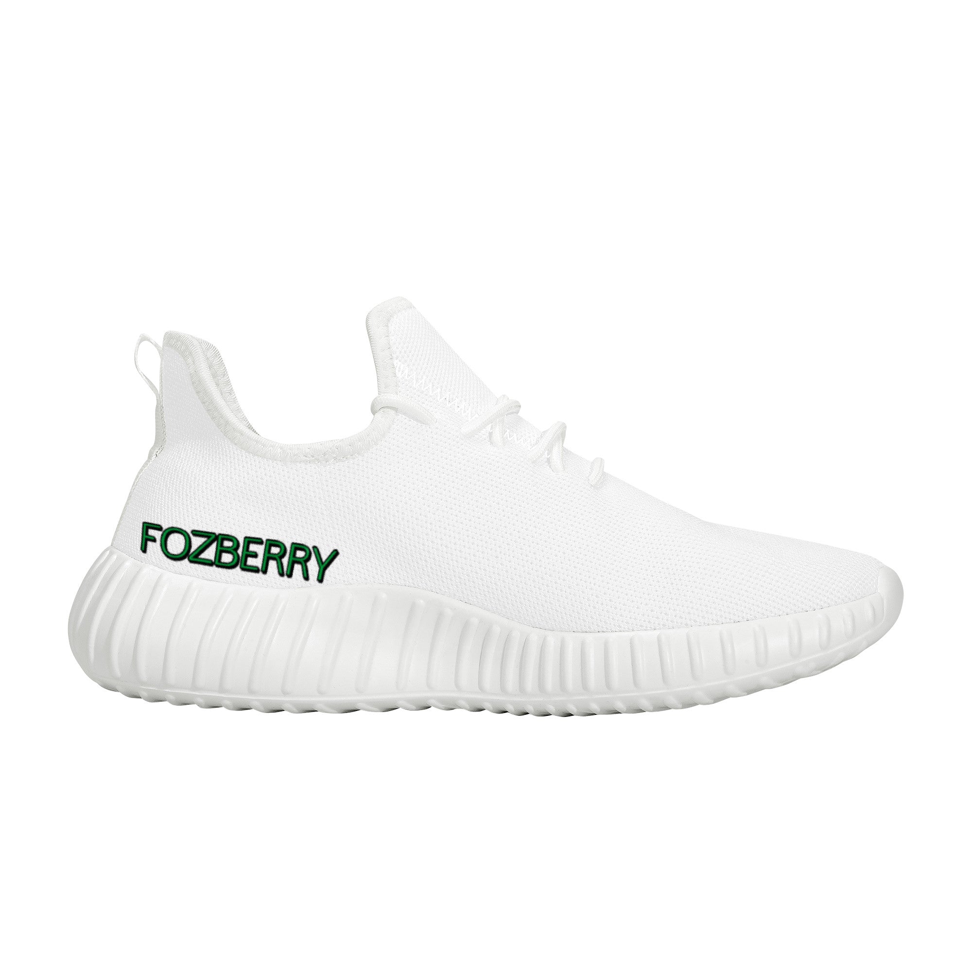 Fozberry Men and Women White with Green and White Mesh Sneakers