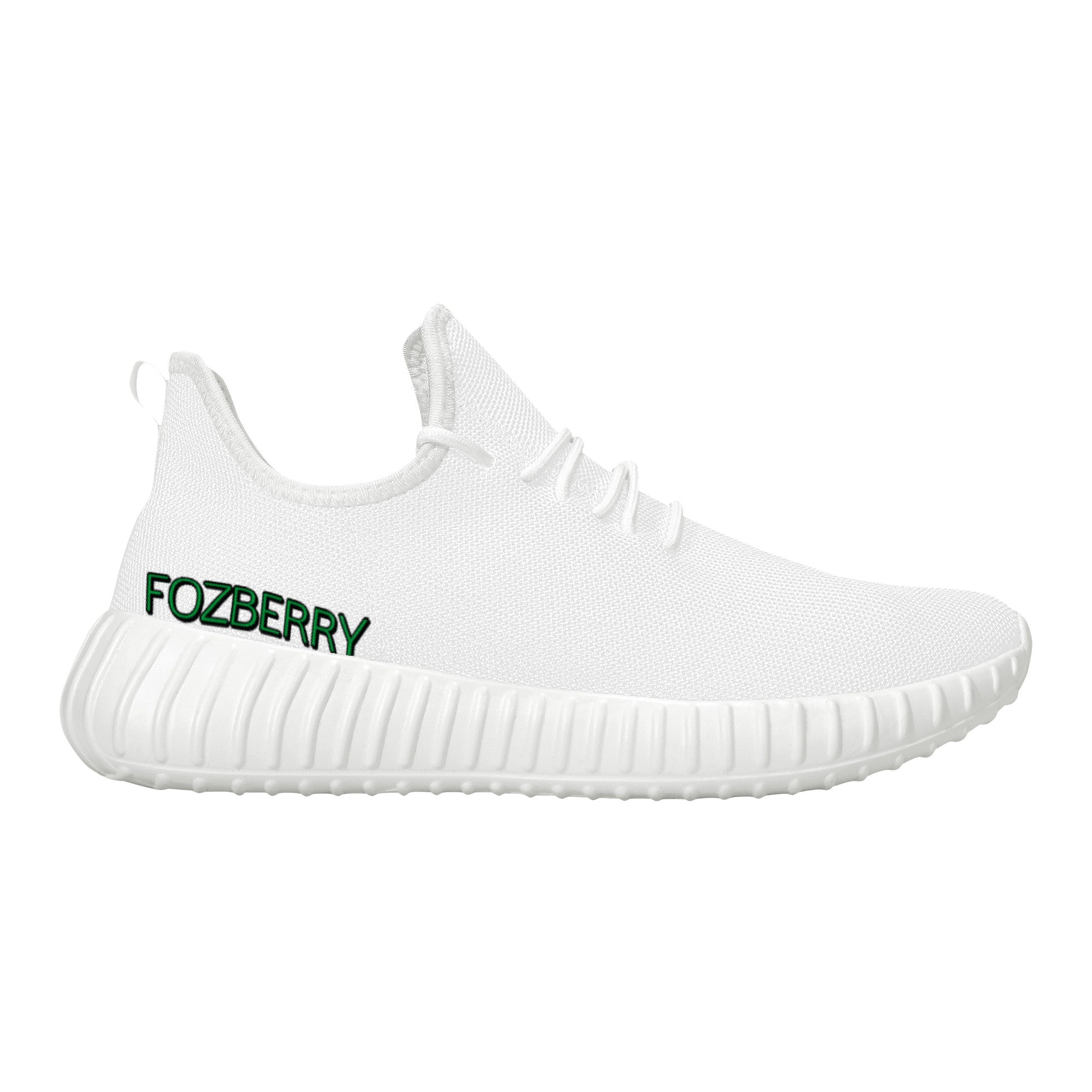 Fozberry Men and Women White with Green and White Mesh Sneakers