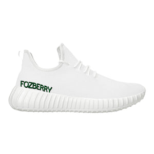 Fozberry Men and Women White with Green and White Mesh Sneakers