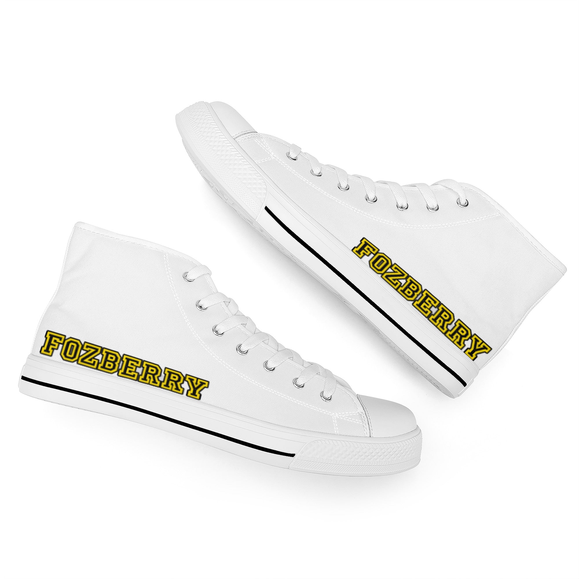 Fozberry Men and Women White with Yellow and Black Sneakers