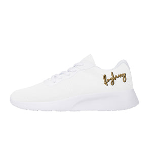 Fozberry Men and Women White Signature with Brown and White Sneakers