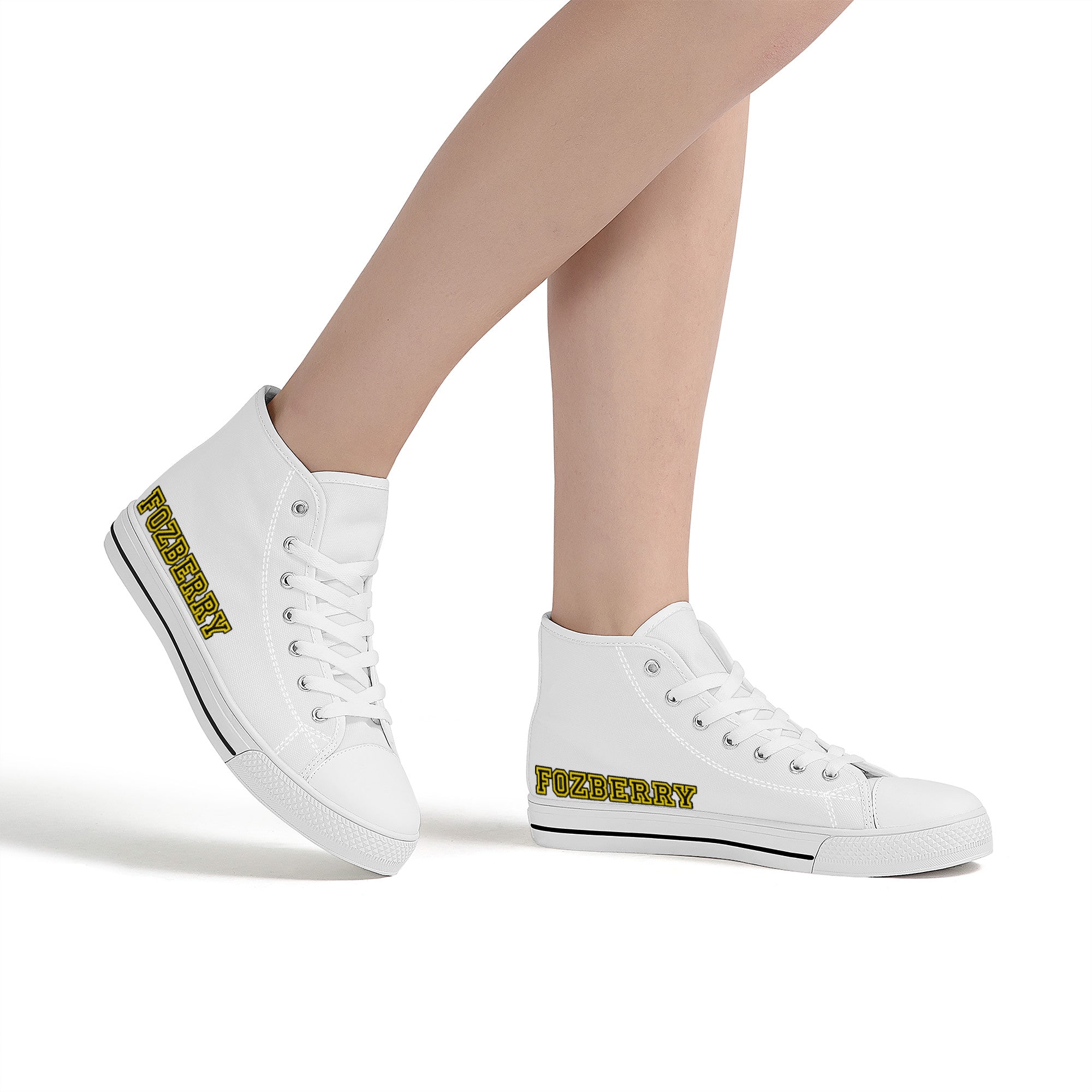Fozberry Men and Women White with Yellow and Black Sneakers