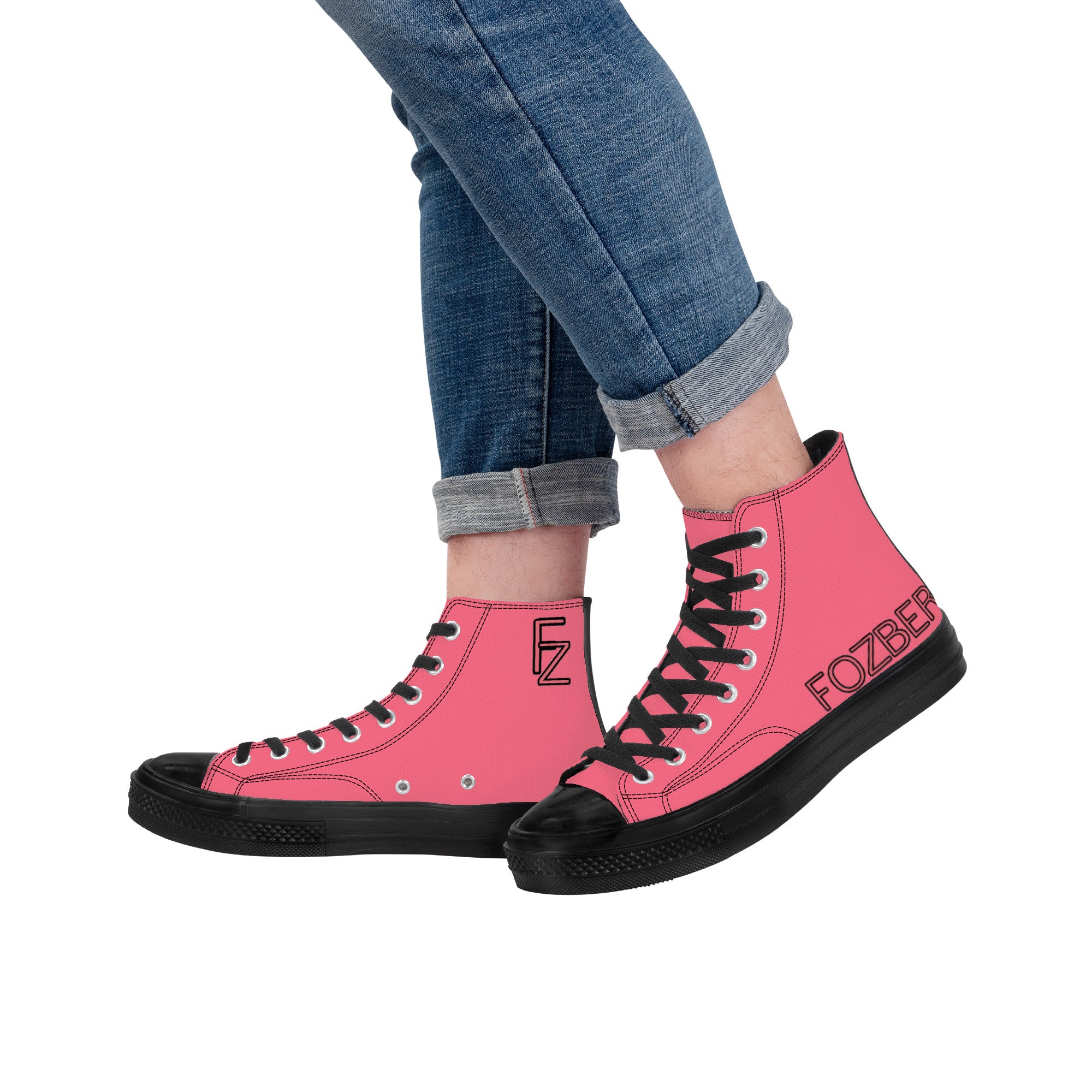 Fozberry Women Pink with Black and Pink High - Top Sneakers