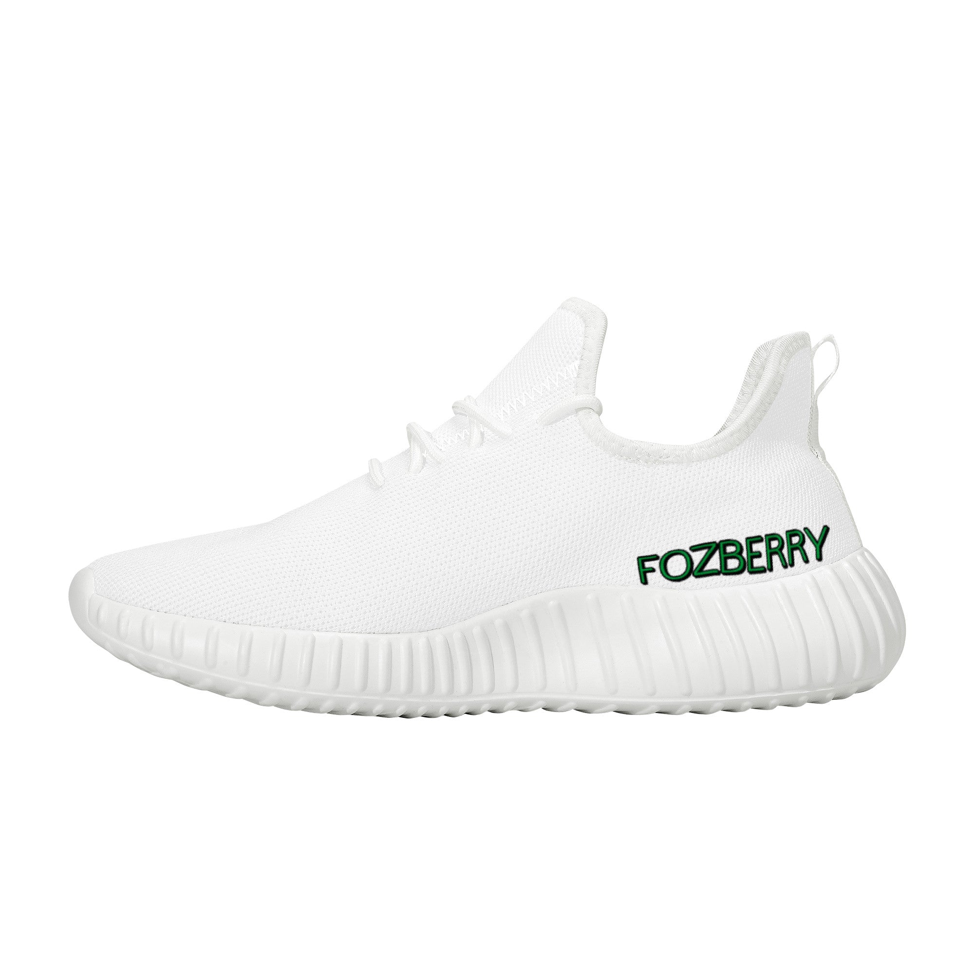 Fozberry Men and Women White with Green and White Mesh Sneakers