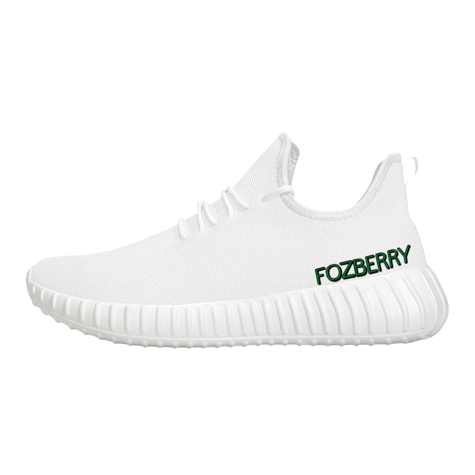 Fozberry Men and Women White with Green and White Mesh Sneakers
