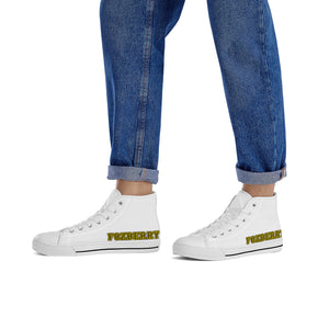 Fozberry Men and Women White with Yellow and Black Sneakers