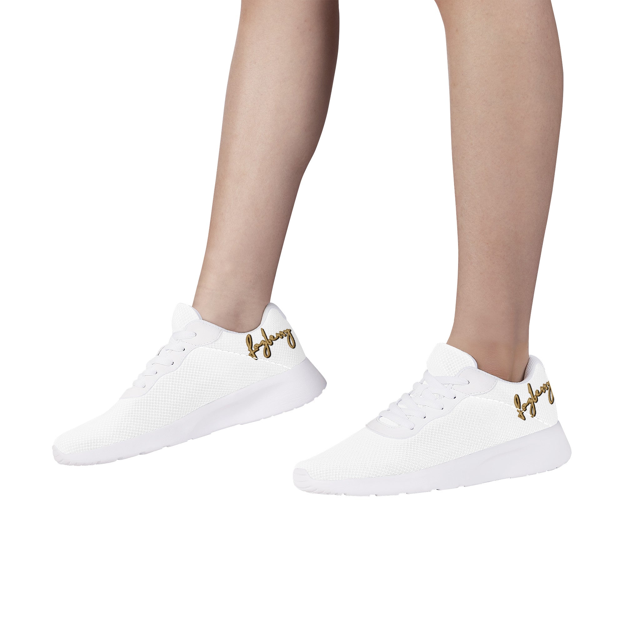 Fozberry Men and Women White Signature with Brown and White Sneakers
