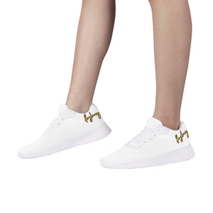 Fozberry Men and Women White Signature with Brown and White Sneakers