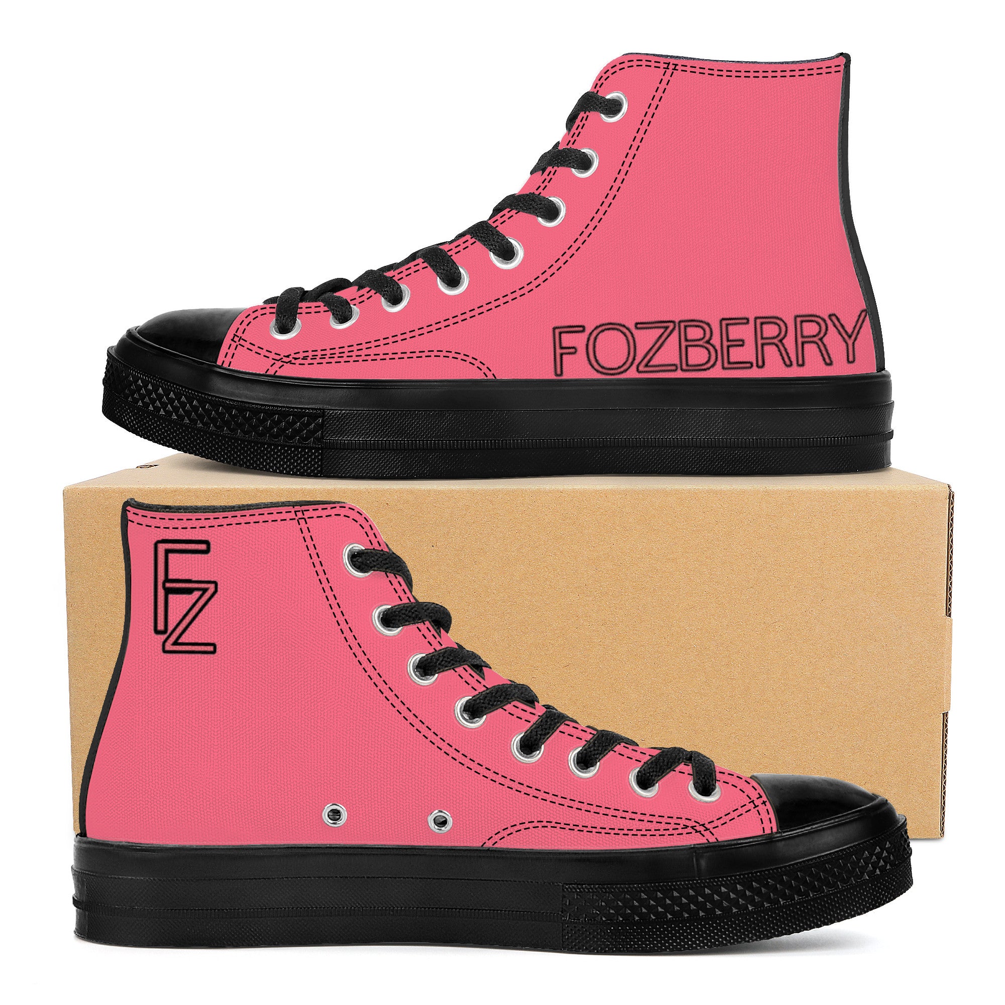 Fozberry Women Pink with Black and Pink High - Top Sneakers
