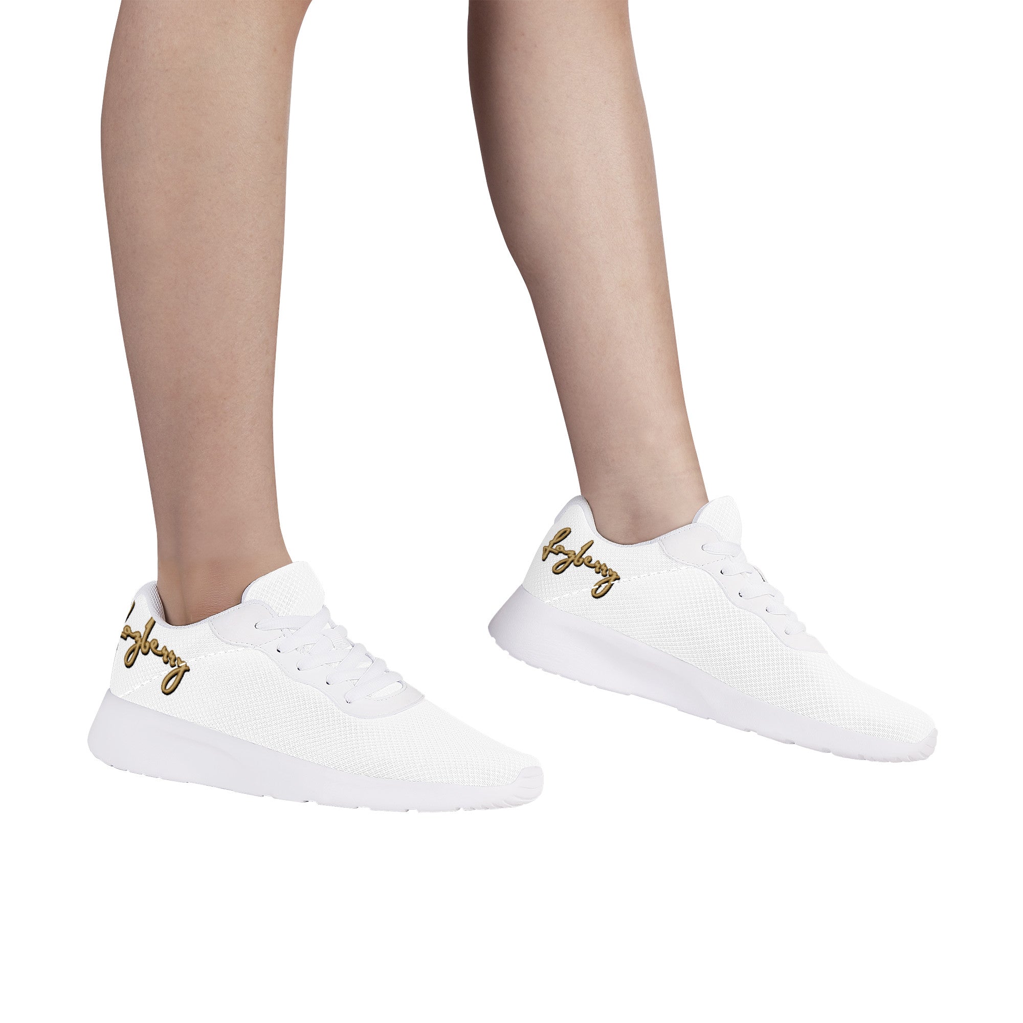 Fozberry Men and Women White Signature with Brown and White Sneakers