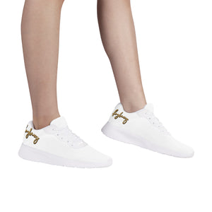 Fozberry Men and Women White Signature with Brown and White Sneakers