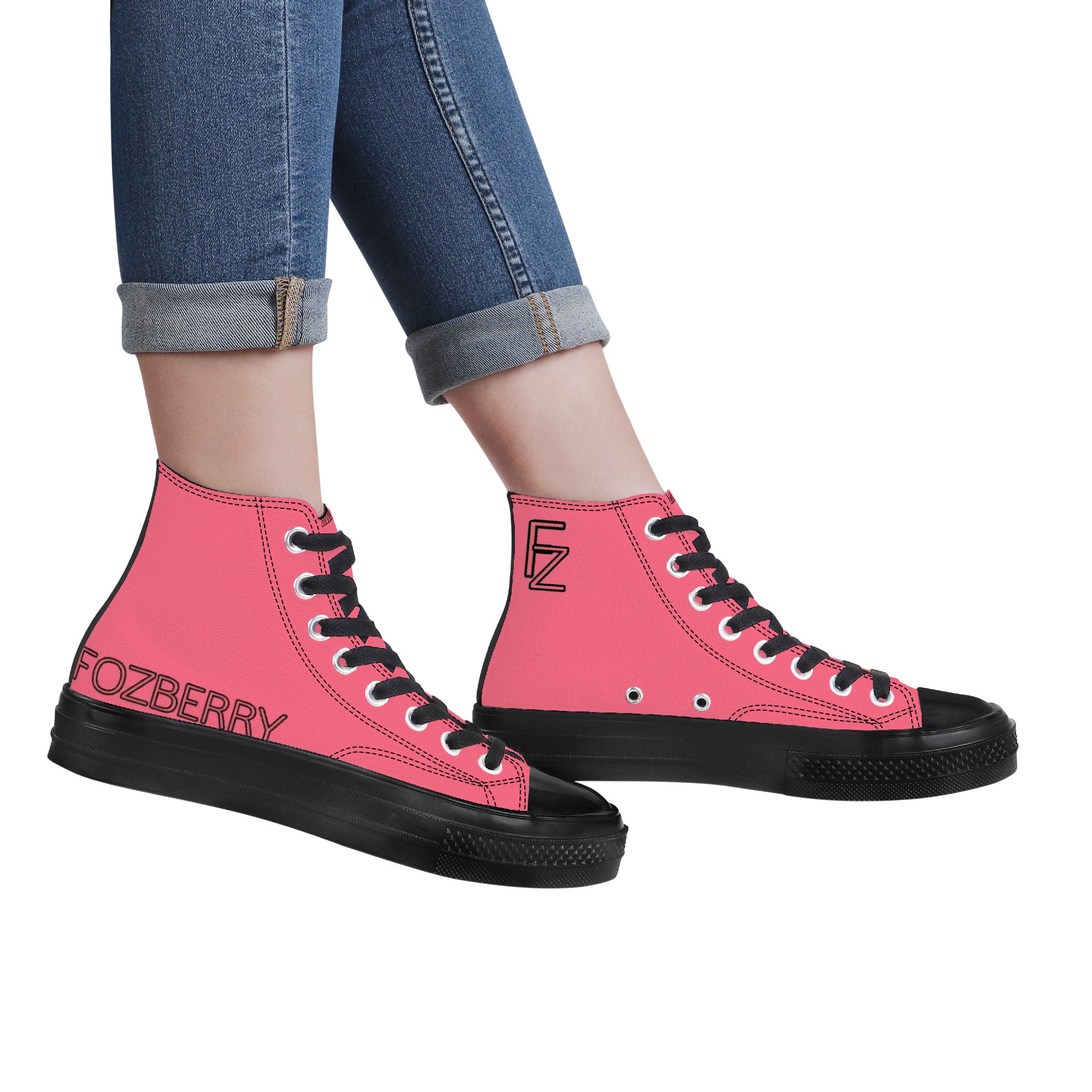 Fozberry Women Pink with Black and Pink High - Top Sneakers