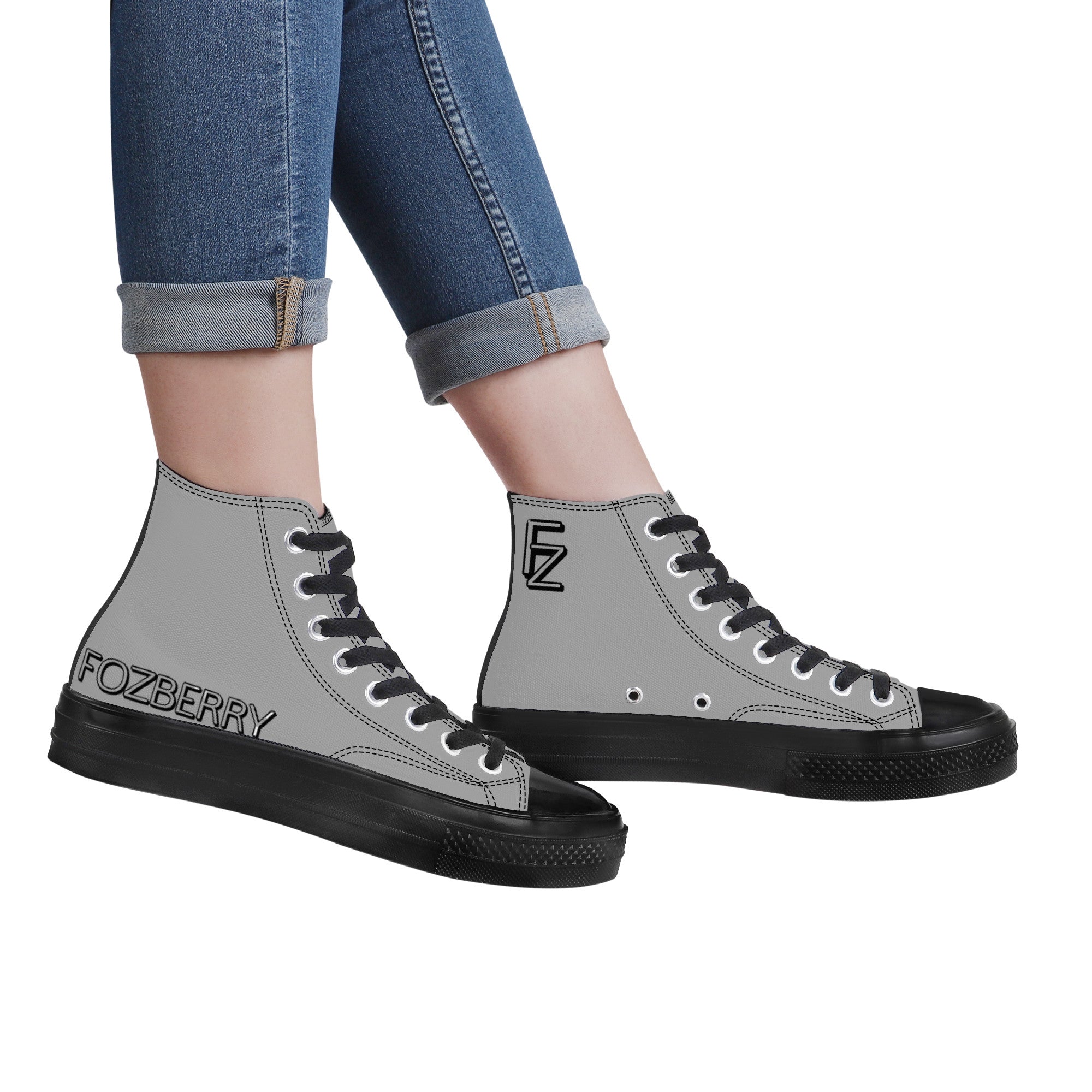 Fozberry Women Gray with Black and Gray High-Top Sneakers