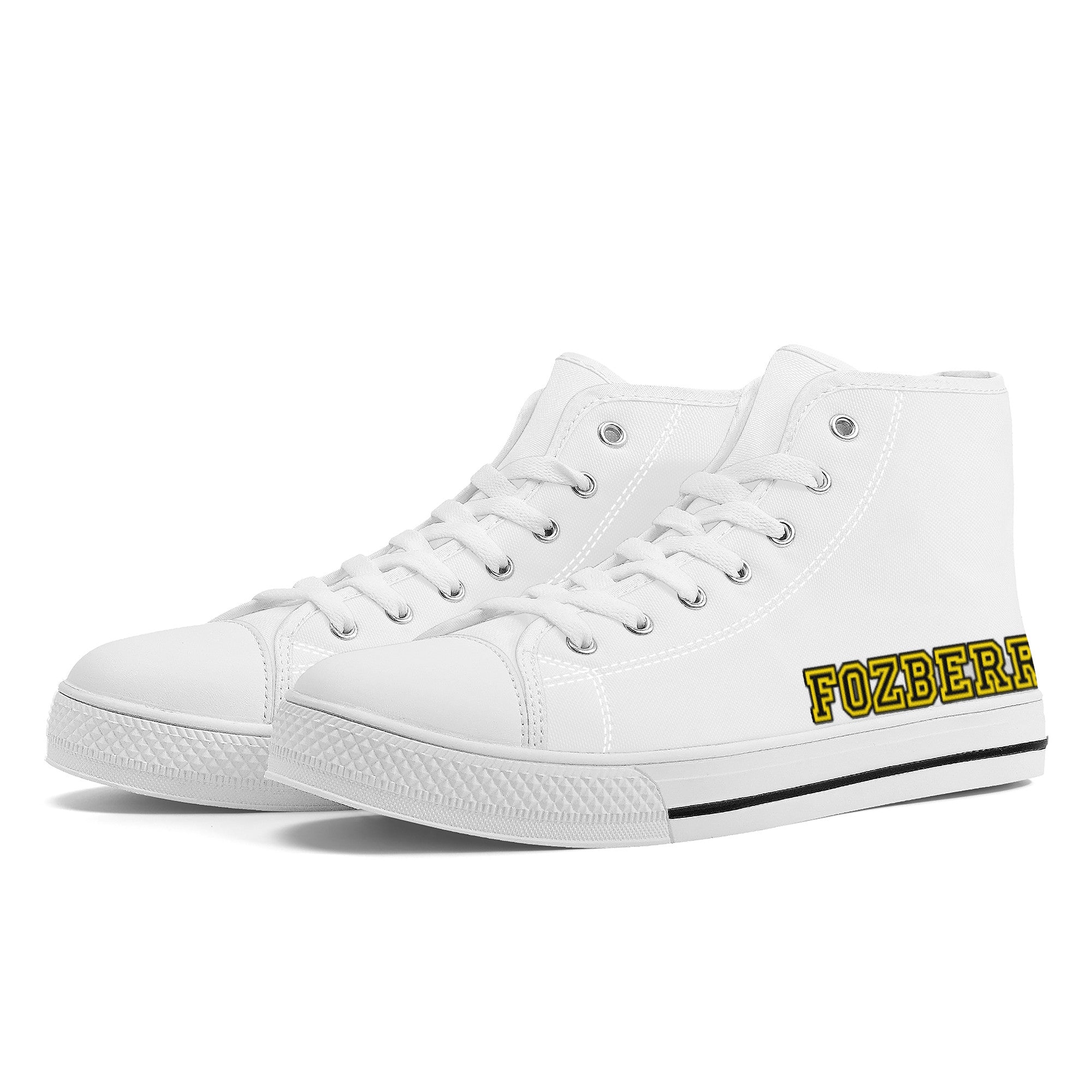 Fozberry Men and Women White with Yellow and Black Sneakers